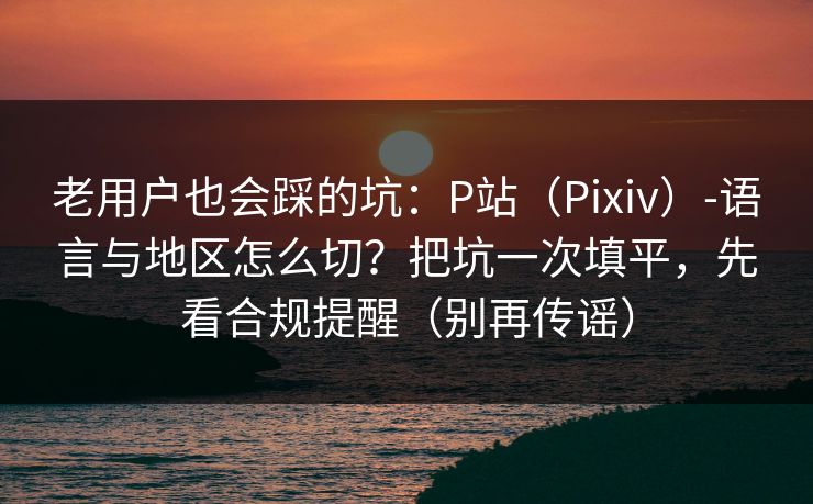 老用户也会踩的坑：P站（Pixiv）-语言与地区怎么切？把坑一次填平，先看合规提醒（别再传谣）