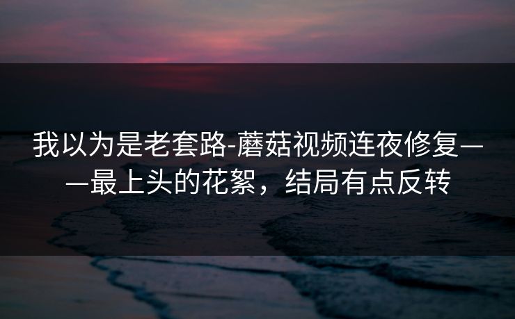 我以为是老套路-蘑菇视频连夜修复——最上头的花絮，结局有点反转