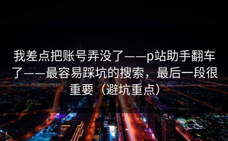 我差点把账号弄没了——p站助手翻车了——最容易踩坑的搜索，最后一段很重要（避坑重点）