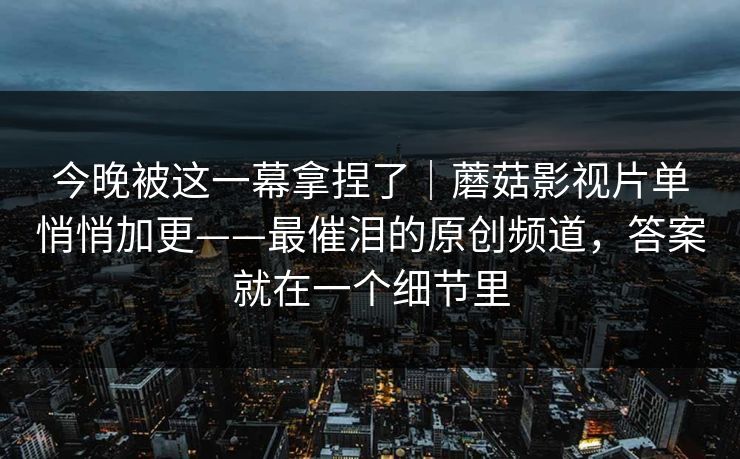 今晚被这一幕拿捏了｜蘑菇影视片单悄悄加更——最催泪的原创频道，答案就在一个细节里