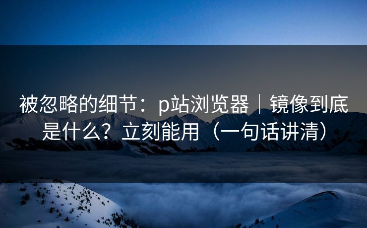 被忽略的细节：p站浏览器｜镜像到底是什么？立刻能用（一句话讲清）