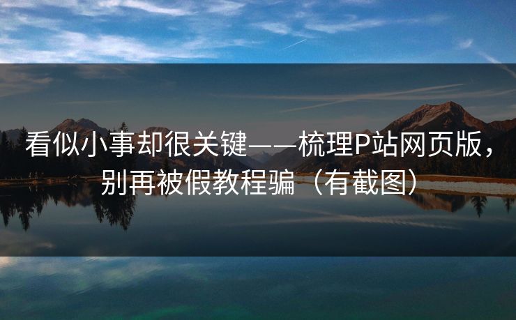 看似小事却很关键——梳理P站网页版，别再被假教程骗（有截图）