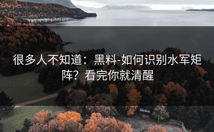 很多人不知道：黑料-如何识别水军矩阵？看完你就清醒