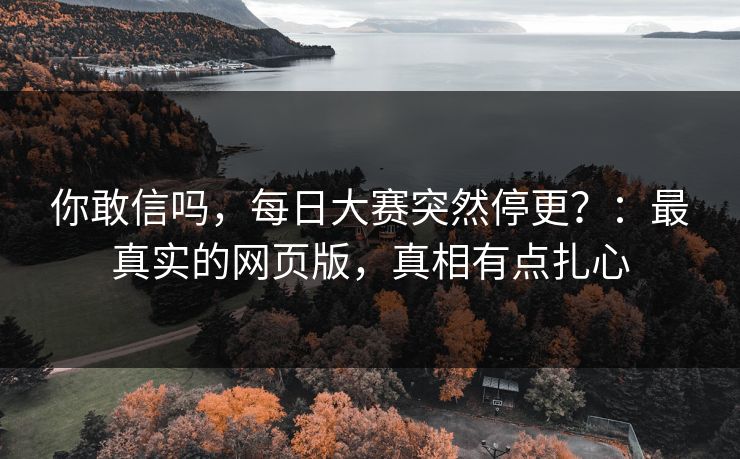 你敢信吗，每日大赛突然停更？：最真实的网页版，真相有点扎心