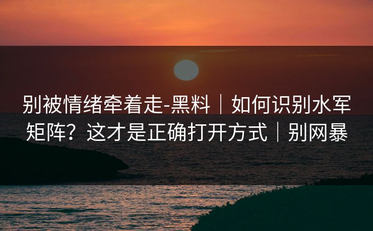 别被情绪牵着走-黑料｜如何识别水军矩阵？这才是正确打开方式｜别网暴
