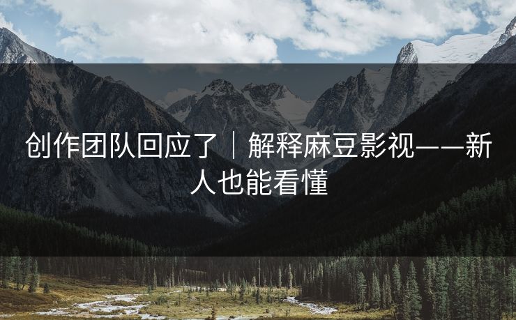 创作团队回应了｜解释麻豆影视——新人也能看懂