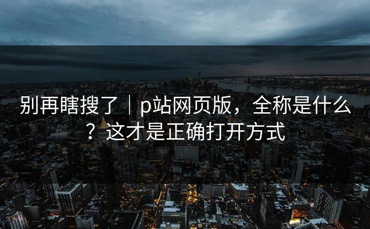 别再瞎搜了｜p站网页版，全称是什么？这才是正确打开方式